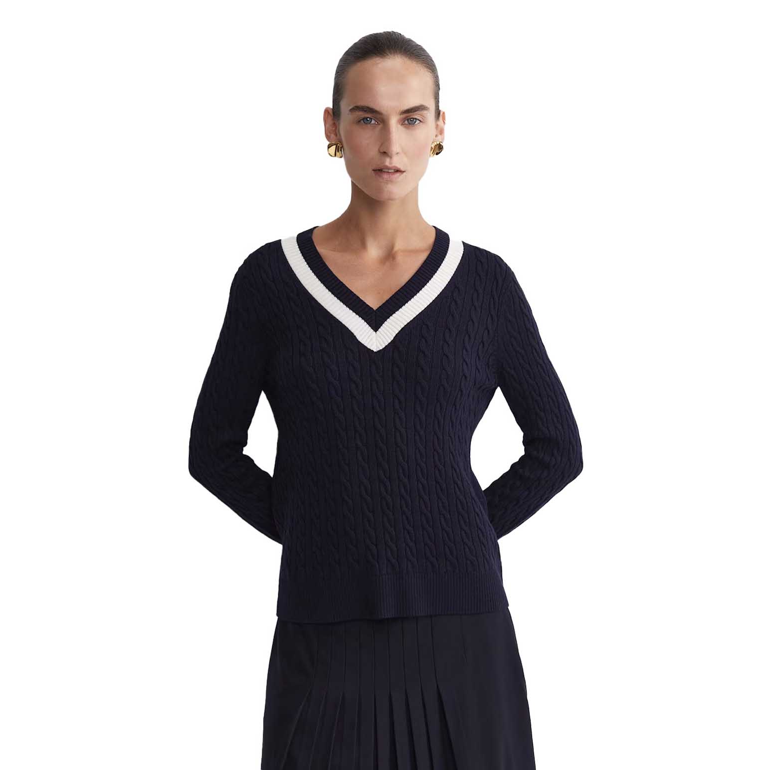 Sportscraft Baby Cable V-Neck Sweater